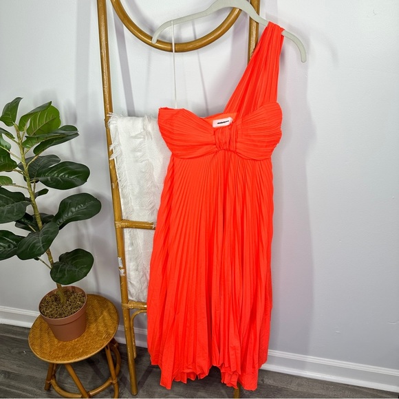 NWT A.L.C. Neon Orange Marbury One Shoulder Dress sz 0 - Picture 3 of 8